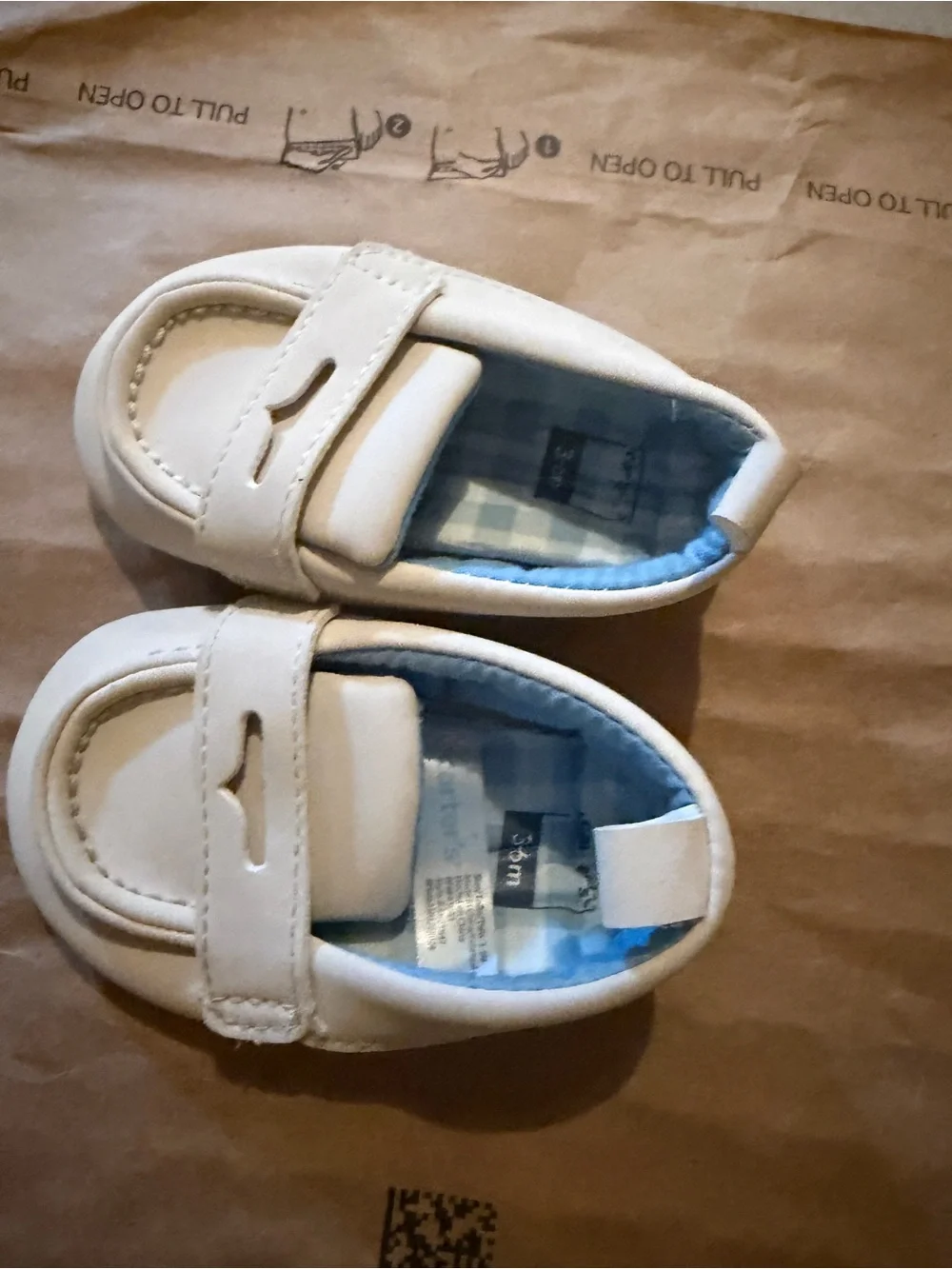 Carter's White Toddlers' Slip-On Dress Shoes with Light Blue Lining
